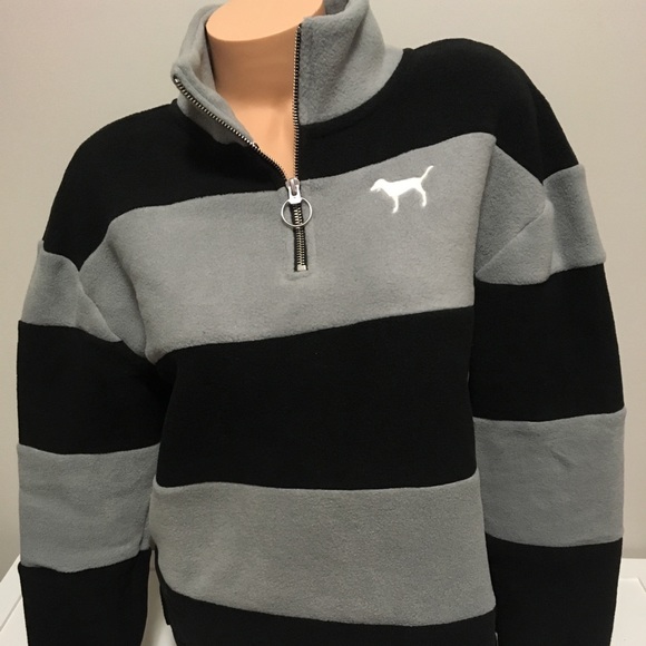 🚨LAST ONE!🚨🆕VS PINK - BLACK FLEECE HALF ZIP - M - Picture 4 of 8